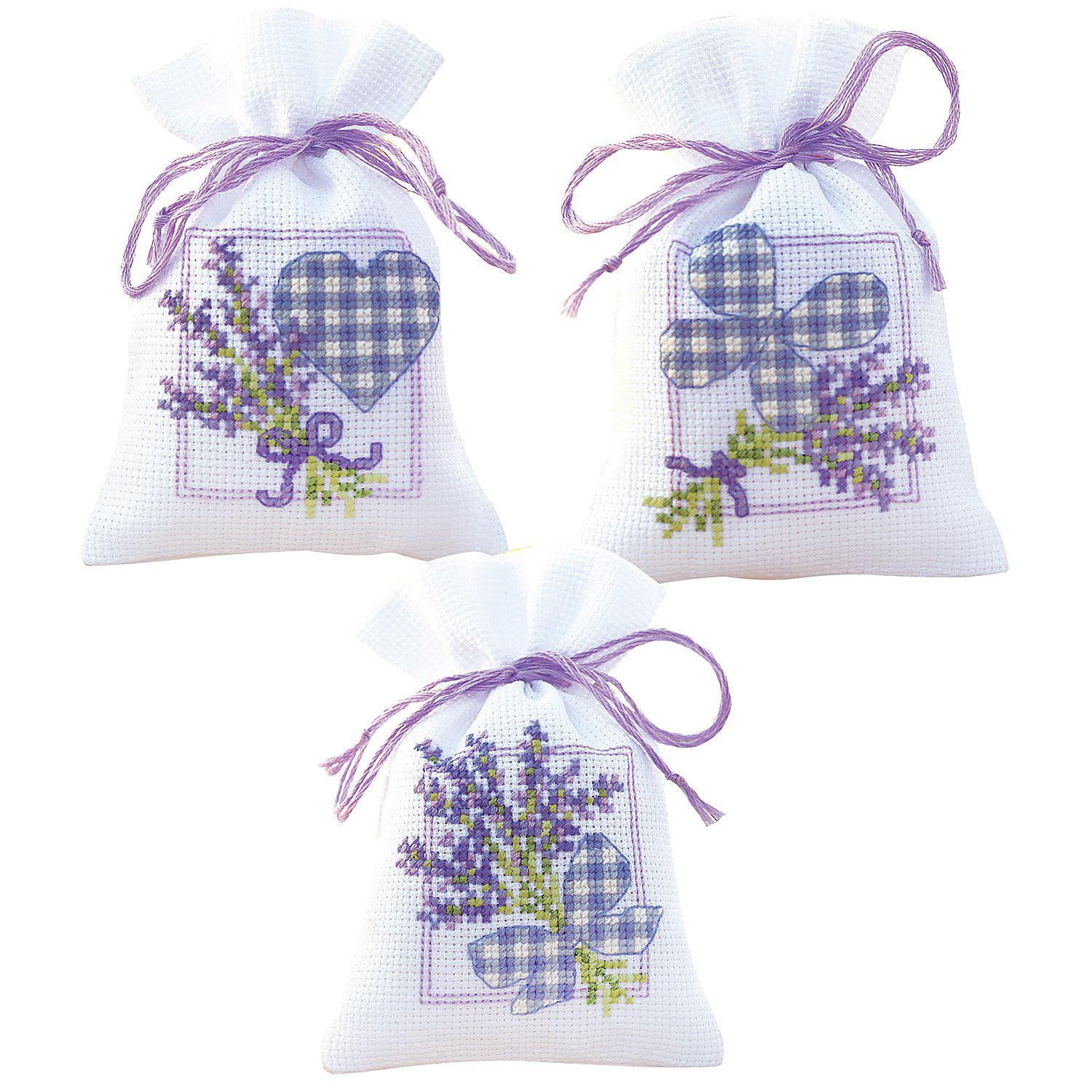 Geschenk- und Kräutersäckchen "Lavendelherzen", 3er-Set