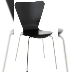 Décoshop26 - Küchen-/Esszimmerstuhl x1 stapelbar dreieckige Rückenlehne schwarzes Holz und Chrommetall 10_0003332