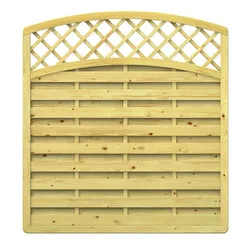 TraumGarten Sichtschutzzaun Holz XL Rundbogen mit Gitter-rund-oben Sichtschutz Lamellenzaun, 179x179 cm