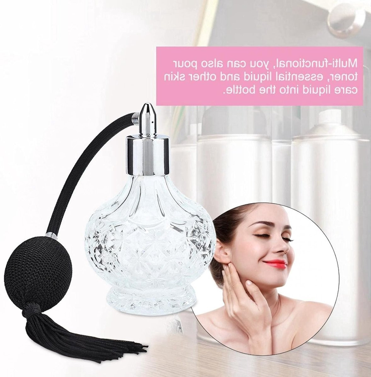 Retro Vulbare Parfum Atomiser van Glas 80 ml - Lege Sprayfles voor Parfum en Essentiële Olie