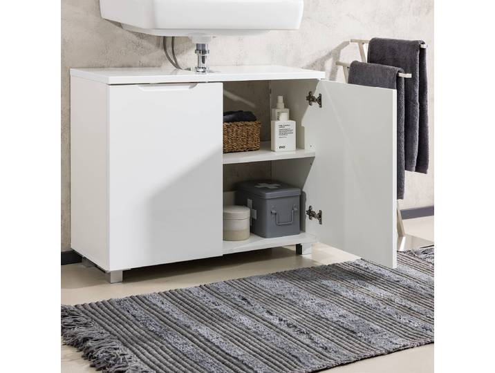 Waschbeckenunterschrank Ozora 80 x 67 x 32cm Weiß/Weiß