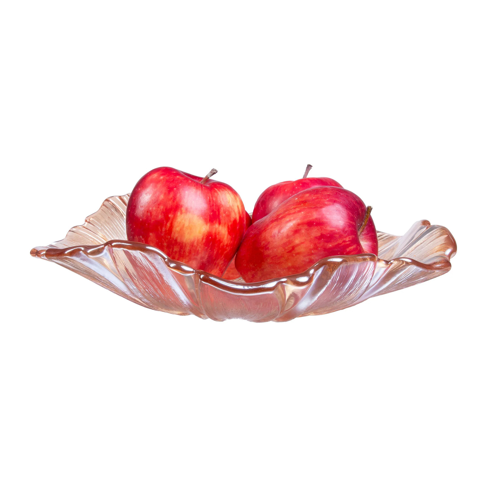 QUVIO Fruitschaal bloemvorm - Geplooid glas - Bruin