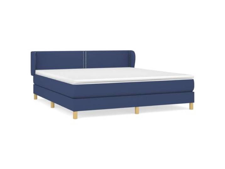PUGYNBK Boxspringbett mit Matratze, Stoff, Blau, 180 x 200 cm Verstellbares Kopfteil, Taschenfederkerne, mittlere Festigkeit, atmungsaktiver Schutz