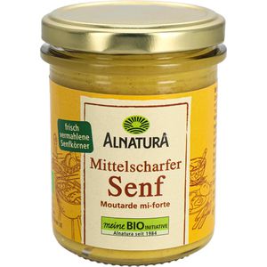 Alnatura Senf mittelscharf, fein, BIO, ohne Zuckerzusatz, im Glas, 185 ml