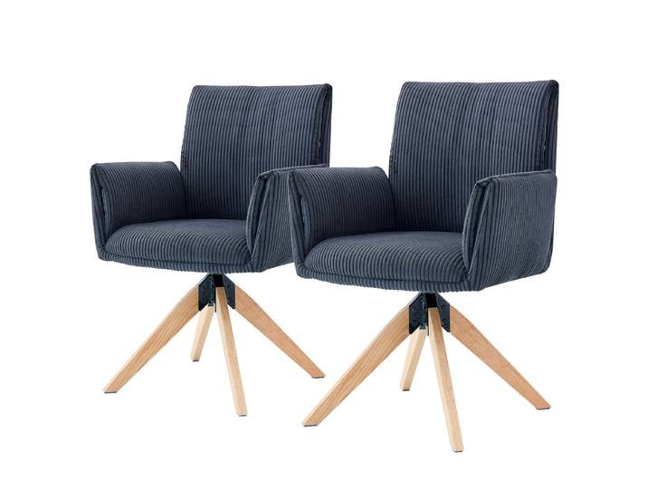 Drehbarer Armlehnenstuhl EVIRA 2er-Set 65 x 90 x 62cm Blau/Dunkelblau