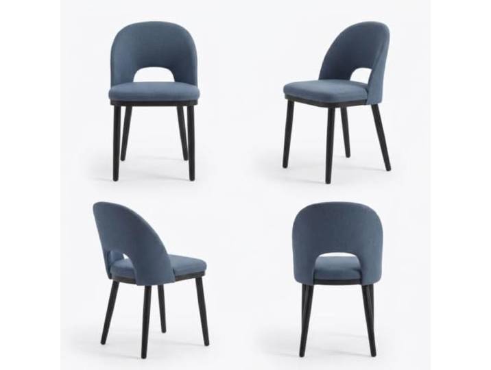 IDEALHOUSE Modernes Esszimmerstuhl‑Set 4er, Rückenlehne Durchbrüchen Blau Polsterstühle Esszimmerstühle mit 9 cm Dickem Schaumsitz, Ergonomischer Halbkreisförmiger Atmungsaktivem Rückenlehne