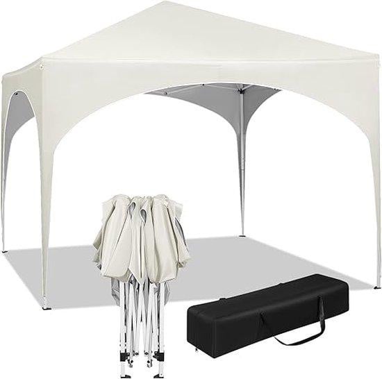 Waterdichte opvouwbare partytent met halve maan en metalen frame - Beige