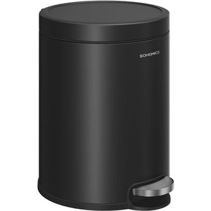 Songmics Mülleimer LTB016BZ02, schwarz, Kosmetikeimer aus Metall, 6 Liter