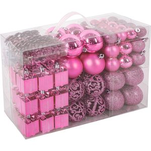 BRUBAKER Weihnachtskugeln 800004, rosa, Kunststoff, Set mit 101 Teilen