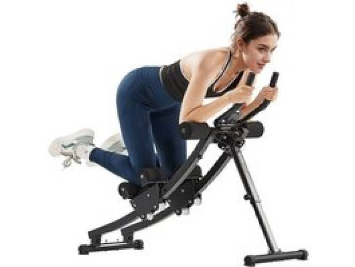 VEVOR Appareil d'Entraînement Abdominal à Double Piste, Machine Abdominale Capacité de Charge 200 kg, Entraîneur Abdominal et Force de Base, Pliable et Réglable, pour Exercice de Fitness Domicile Gym
