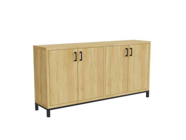 Shopentra Beistellschrank naturfarben, geräumig & langlebig, Naturfarben, 35x80x160 cm, Kleinmöbel, Kommoden, Sideboards