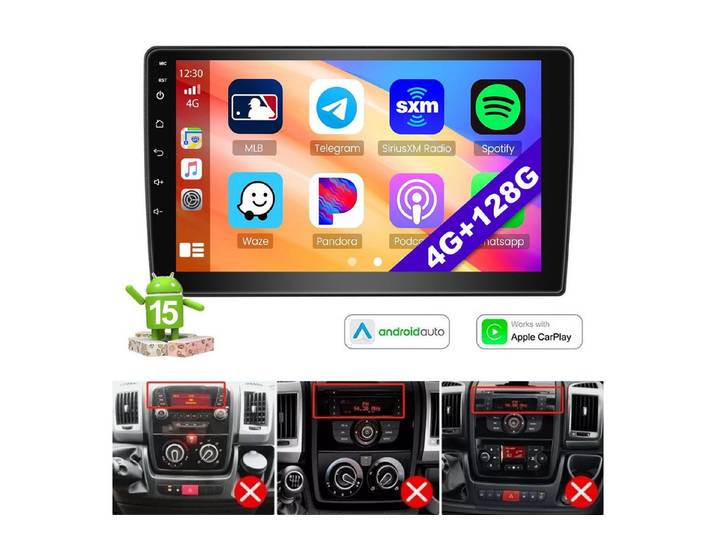 ESSGOO 9'' Android 15 Für Fiat Ducato 2006-2023 DAB+ 4+64G Carplay GPS Navi Autoradio (RDS, FM, AM, DAB+ (optional), Wireless Apple Carplay & Android Auto,2 DIN,WiFi)