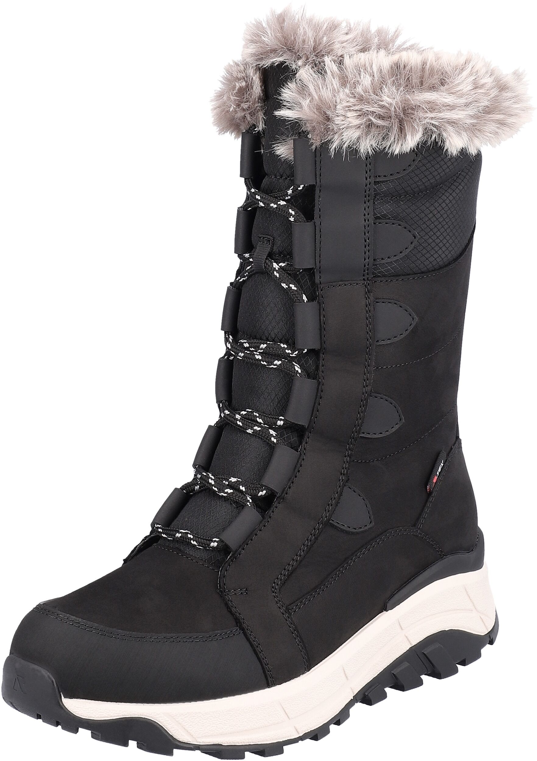 Winterboots RIEKER, Damen, Gr. 42, Schurwolle, schwarz, Leder, Textil, Schuhe Winterboots, Schneeboots, Winterboots mit Lammwollfutter, Fiber Grip Laufsohle