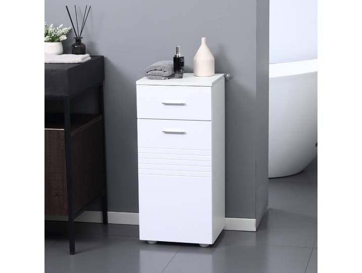 kleankin Colonne Salle de Bain Bois Blanc avec Étagère