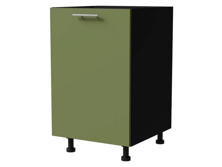Feldmann-Wohnen Unterschrank Brerra D1D/50 50 / 50 / 82 cm, Grün, Schwarz, 50x82x50 cm, Küchen, Küchenmöbel, Küchenschränke, Küchenunterschränke