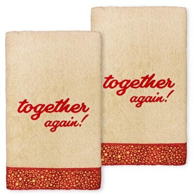 Authentic Hotel and Spa Christmas Together Again - Embroidered Luxury 100% Turkish Cotton Hand Towels (Set of 2)