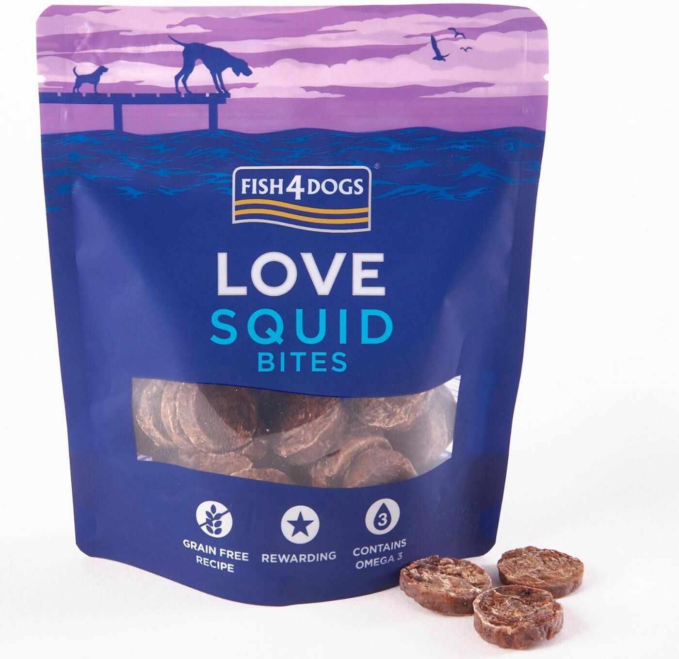 Fish4Dogs Love Squid Bites Calamaro Premi Snack per Cani 80 g