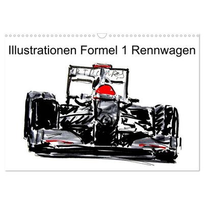 Illustrationen Formel 1 Rennwagen (Wandkalender 2026 DIN A3 quer), CALVENDO Monatskalender