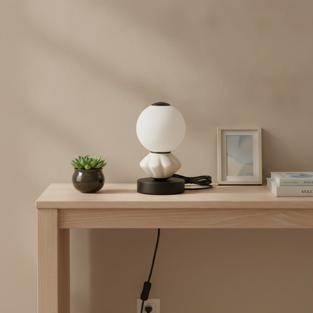 Lyora Tafellamp Pallina Modern Wit met Glazen Bol - Hoogte: 22 cm