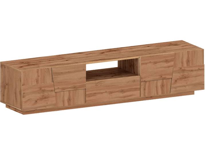 Lowboard, Spanplatte, Eiche Wotan, 220×46×44,2 cm, Mit Stauraum, Modern, Inosign