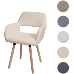 Esszimmerstuhl HWC-A50 II, Stuhl Küchenstuhl Polsterstuhl, Holz Stoff/Textil Bouclé (450g/m2) FSC® ~ beige