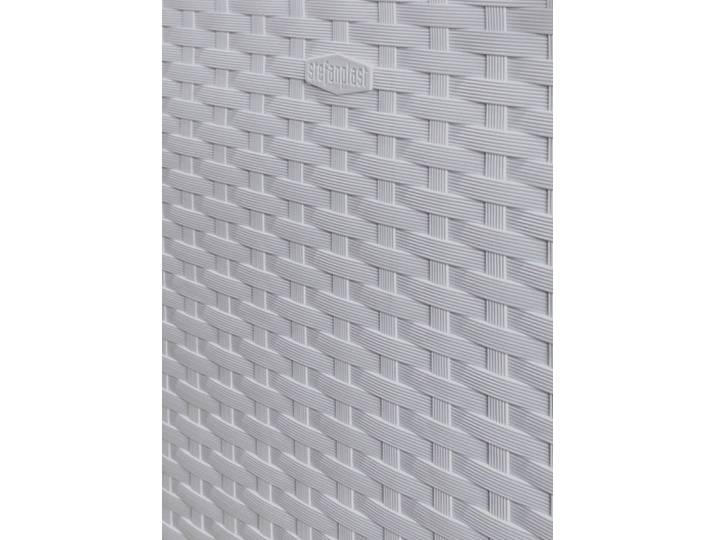 Pflanzkasten in moderner Rattan-Optik, Steingrau, Pflanzkasten, groß, ohne Spalierwand