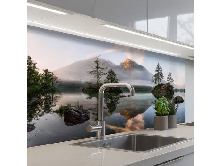 KitchenYeah crédence de cuisine Paysage Montagne Lac et Arbres