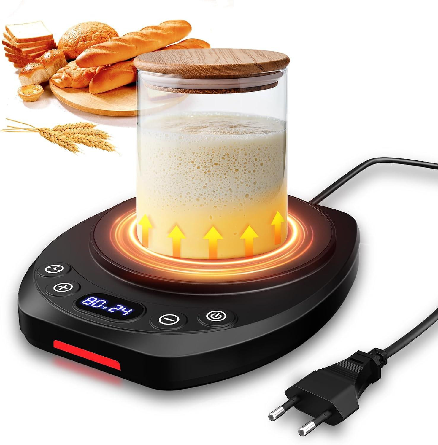 Merkloze Sourdough Starter Warmer met timer van 0-24 uur en geheugenfunctie, 21-49 °C, voor het bakken van brood