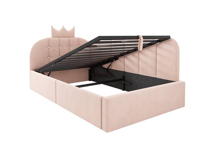 Oxeza Polsterbett 90/190 cm Rosa mit Hydraulische Speicherfunktion, Mode, 90x190 cm, Schlafzimmer, Betten, Polsterbetten