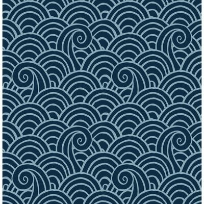 A-Street Prints Alorah Navy Wave Wallpaper