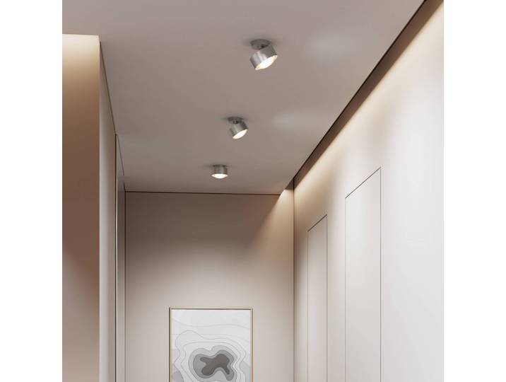 Top Light Puk! 120 Move LED-Spot Linse matt nickel Move, dimmbar, alu / grau / zink, für Wohn- / Esszimmer, Aluminium, Modern, LED Deckenlampe