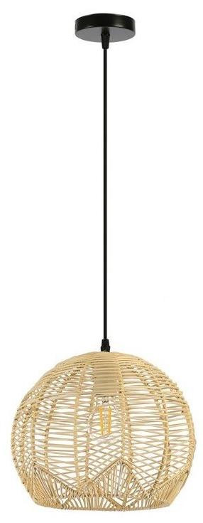 Immax Boho Pelo design hanglamp in natuurlijk riet, diameter: 30 cm, fitting E27
