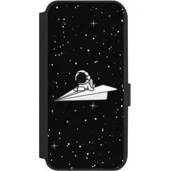 Nivocase Klapphülle für Samsung Galaxy A14 5G Handyhülle aus Kunst Leder NIVOflip schwarz Astronaut Comic (Samsung Galaxy A14 5G), Smartphone Hülle, Schwarz