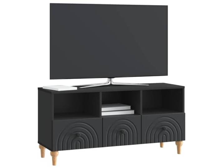 GKHPYURE TV-Schrank Schwarz 102 x 34,5 x 50 cm Holz 3 Schubladen, Regale, modernes Design, pflegeleicht, für Wohnzimmer