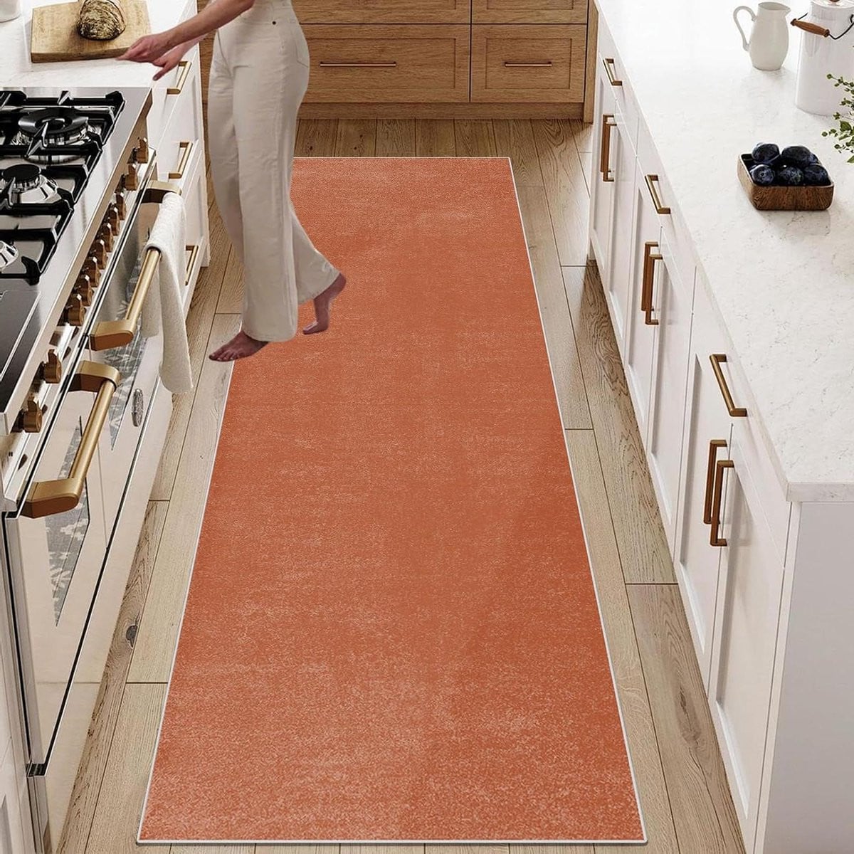 Beige Keukentapijt Loper - Machinewasbaar Vloerkleed voor Keuken of Gang - 80 x 200 cm