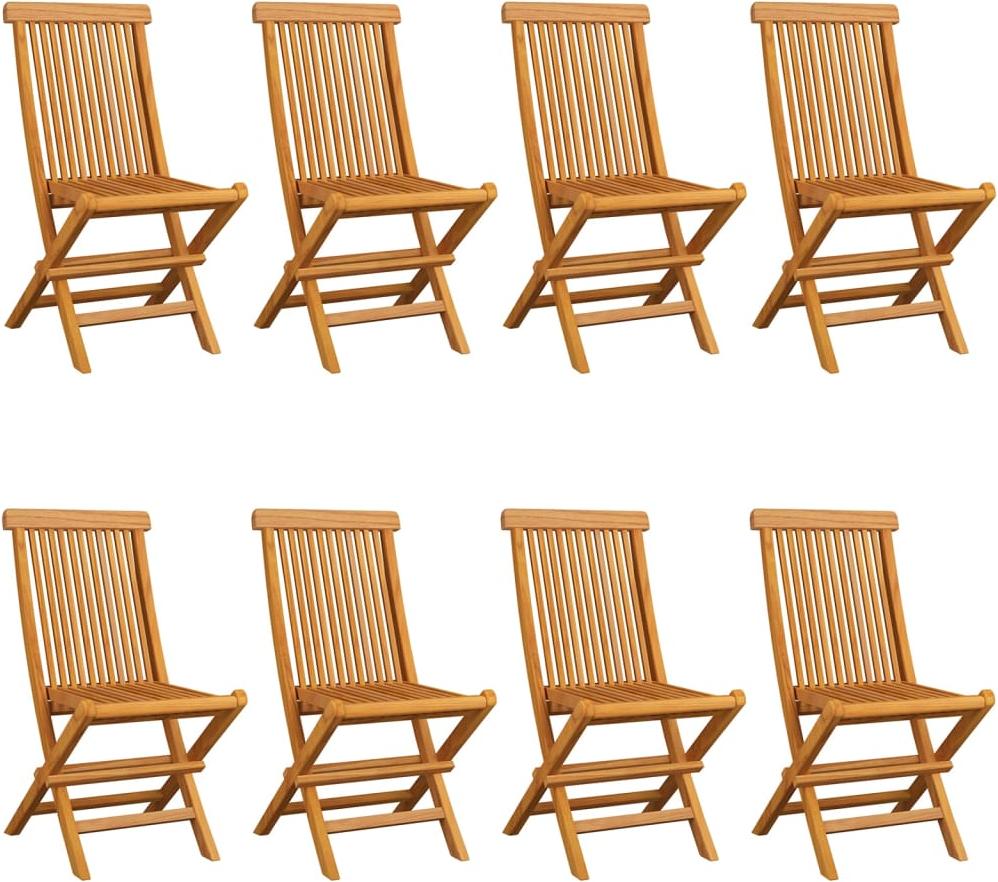 vidaXL Klappstühle mit roten Kissen, 8-teilig, Massivholz Teakholz