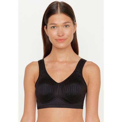 Bügelloser BH SUSA "Cremona", Damen, Gr. 80, Cup F, schwarz, Obermaterial: 65% Polyamid, 28% Elasthan, 7% Polyester, gestreift, bequem, BHs, Stützfunktion, vorgeformte Cups, Streifenoptik vorn