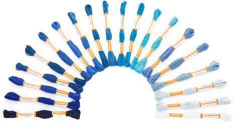 buttinette Qualitäts-Sticktwist "Blau", Inhalt: 20 Strängchen à 8 m