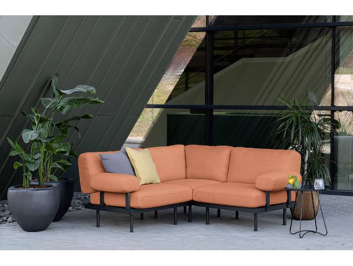 Canapé d’angle de jardin Modica type D 172 x 80 x 186cm Orange/Saumon