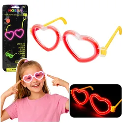 Fluoreszierende Herzbrille, die im Dunkeln leuchtet, neonrot