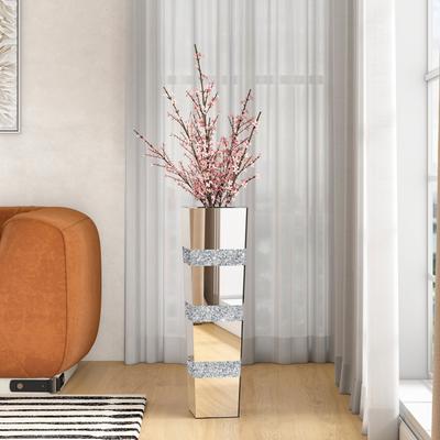 SHYFOY Mirrored Floor Vase with Crushed Diamond Inlay