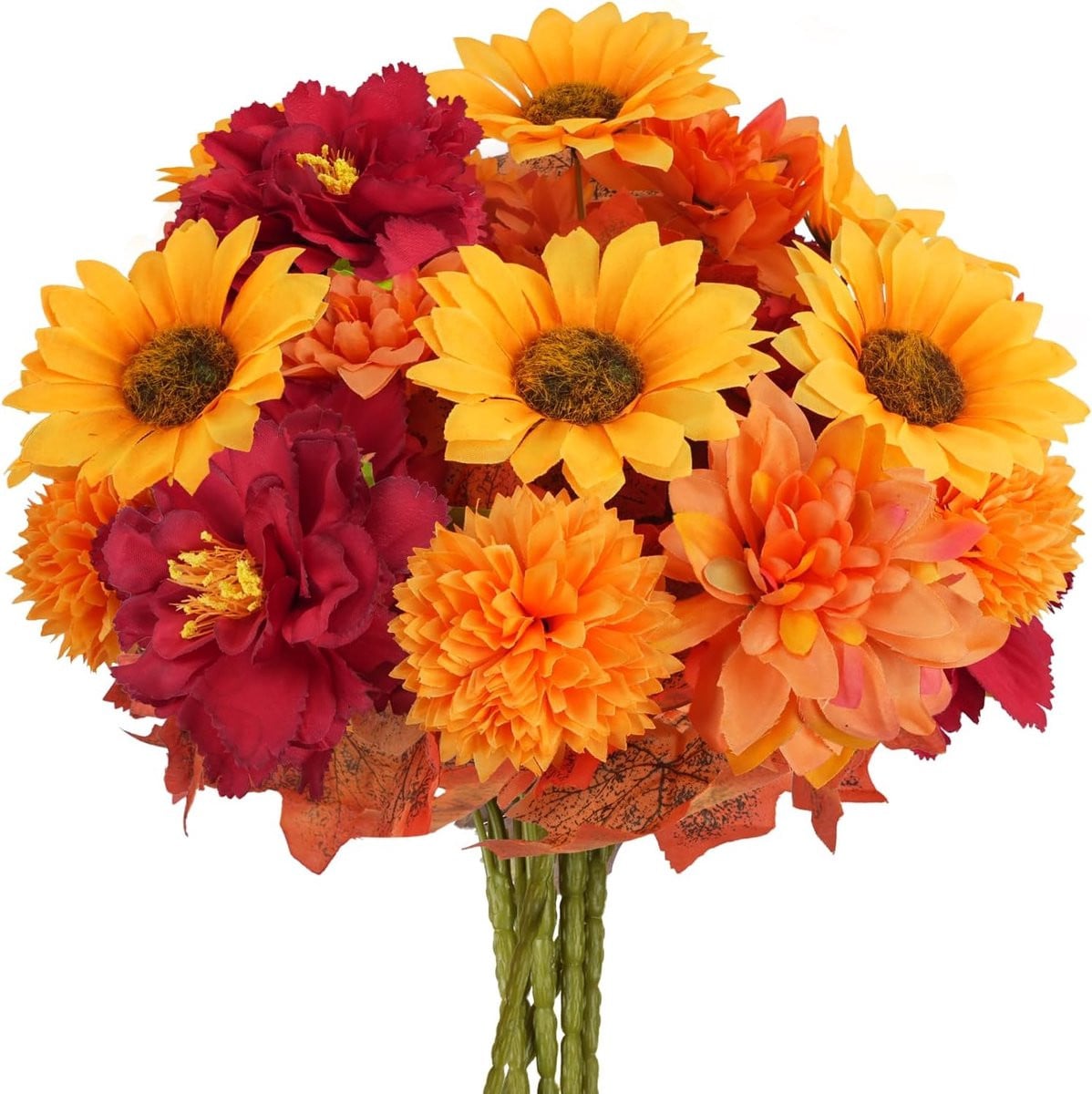 Set van 6 kunstmatige herfstboeketten met gele zonnebloemen