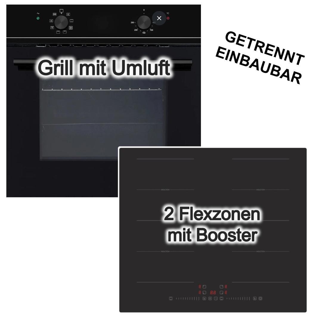 Herdset Einbaubackofen Wolkenstein ECO + Induktionskochfeld PKM Flexzonen Booster Slider