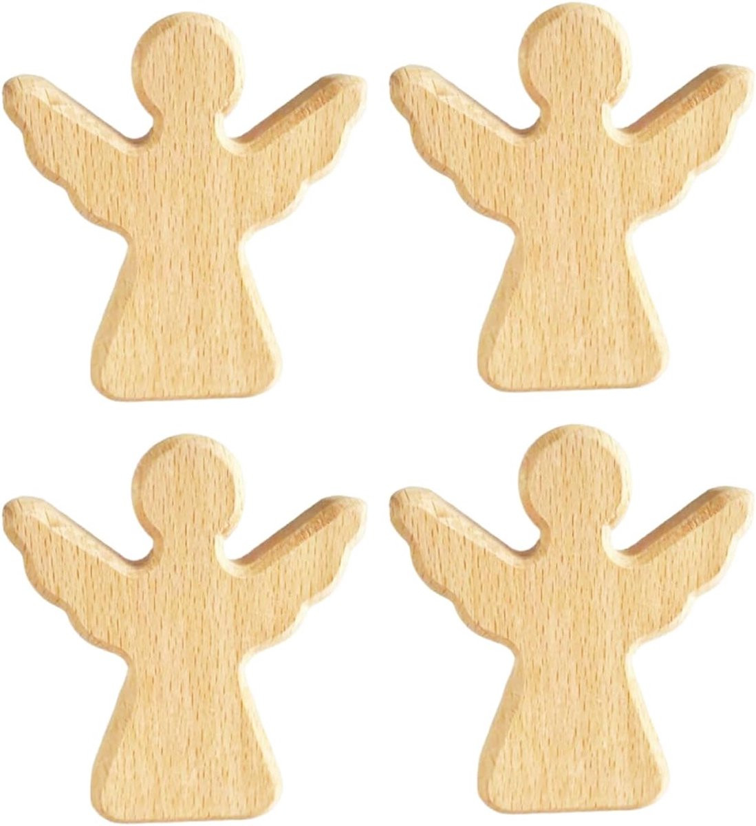 Handgemaakte houten beschermengel van beukenhout voor op tafel