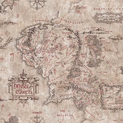 RoomMates Lord of the Rings Parchment Middle Earth Map Peel and Stick Wallpaper