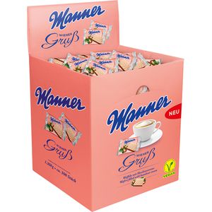 Manner Waffeln Wiener Gruß, laktosefrei & vegan, mit Haselnusscreme, einzeln verpackt, 1260 g, 300 Stück