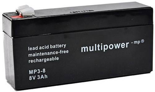 Multipower PB-8-3 MP3-8 Bleiakku 8V 3.2Ah Blei-Vlies (AGM) (B x H x T) 134 x 69 x 36.5mm Flachstecker 4.8mm Wartungsfrei, Geringe