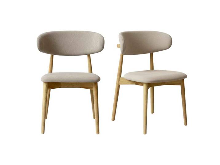 Chaise en frêne massif et tissu glory grège (x2)
