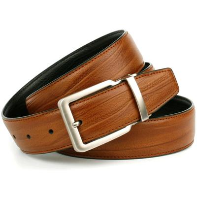 Ledergürtel ANTHONI CROWN, Herren, Gr. 85, schwarz (cognac, schwarz), Leder, unifarben, Gürtel Ledergürtel, Wendegürtel in cognac und schwarz, Schließe silberfarben