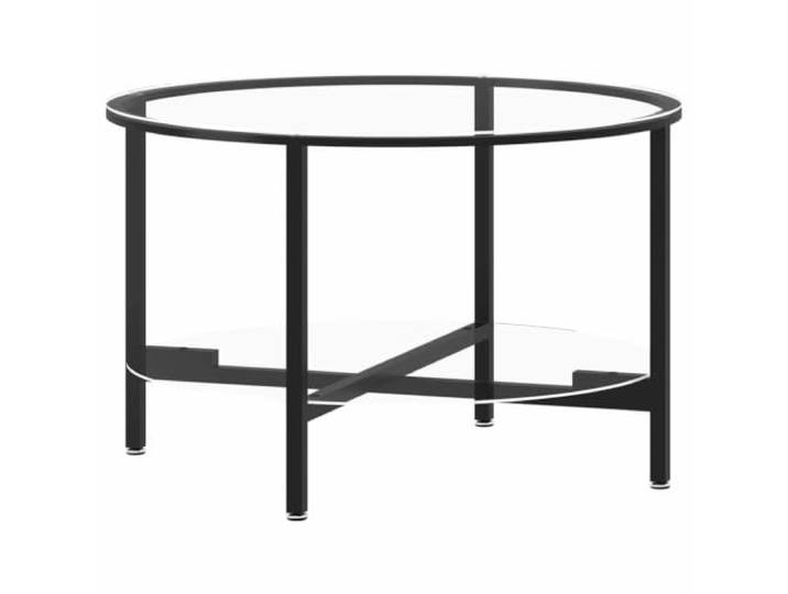 Heofavd Beistelltisch Rund Couchtisch Hartglas Metall Schwarz 70x46 cm